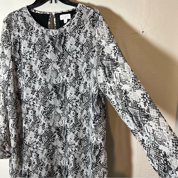 MudPie Snakeskin Print Dress Long Sleeve Mini - Picture 3 of 7